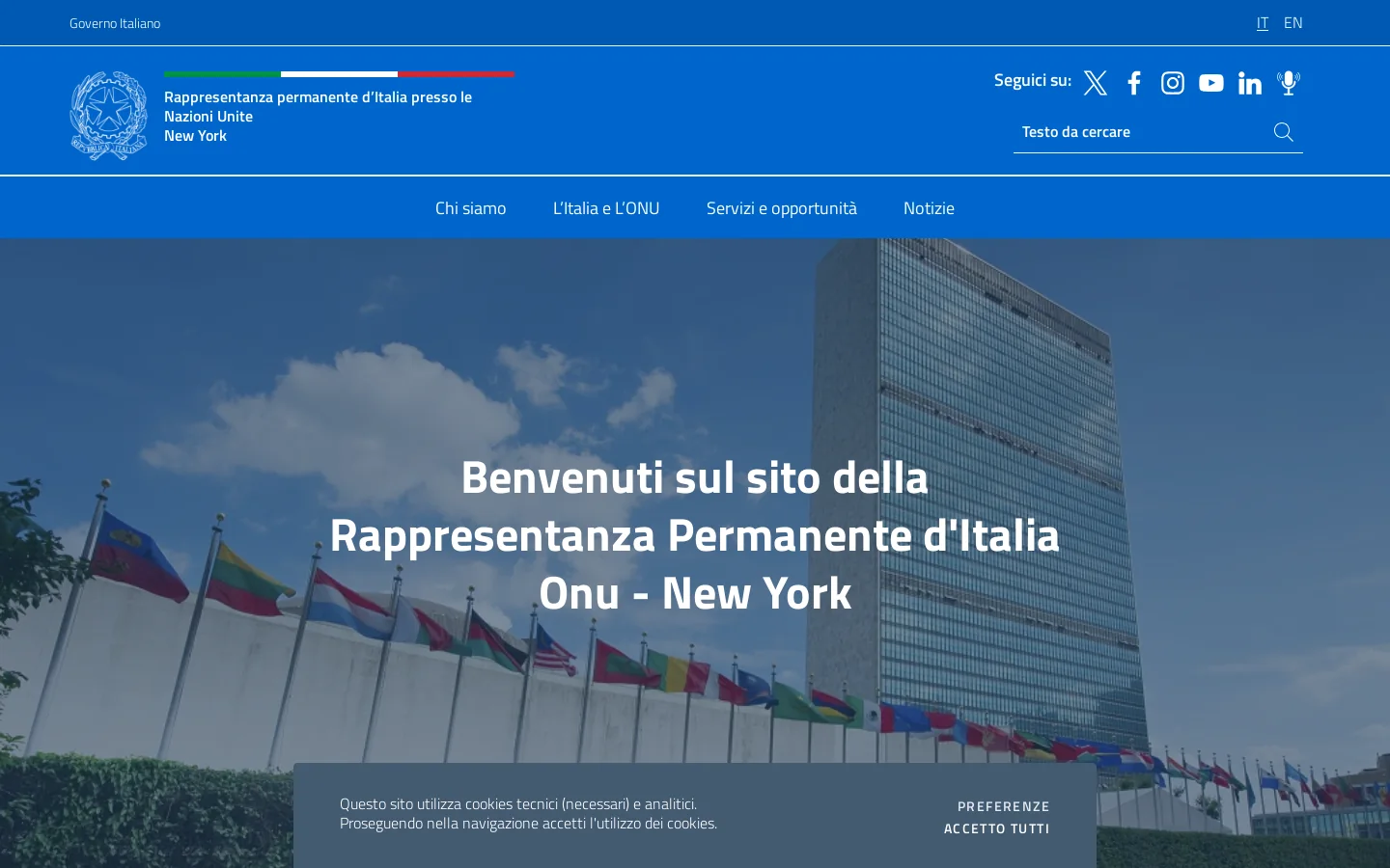 Rappresentanza permanente d’Italia presso le Nazioni Unite New York – Il sito ufficiale della Rappresentanza permanente d’Italia presso le Nazioni Unite New York 首页截图