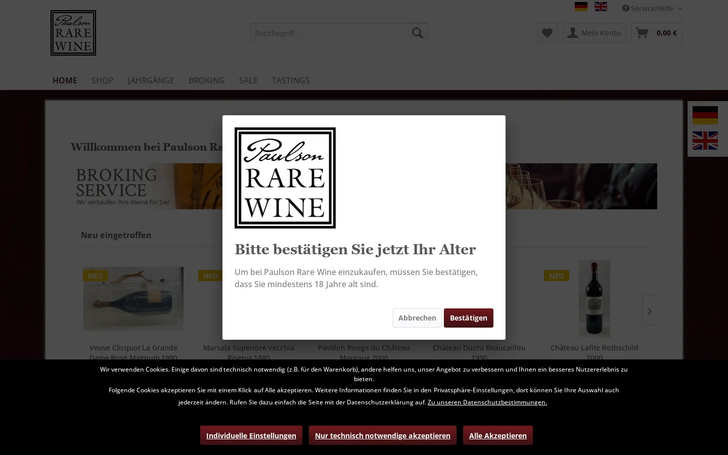 Paulson Rare Wine e.K. | Paulson Rare Wine 首页截图