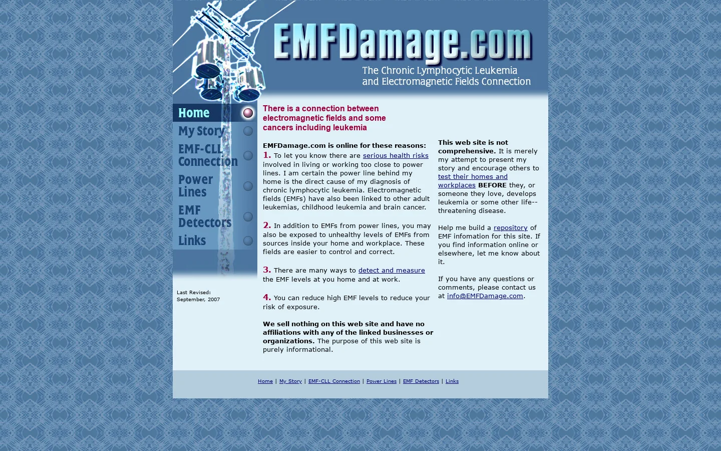 Chronic Lymphocytic Leukemia and Electromagnetic Fields: EMF & CLL 首页截图