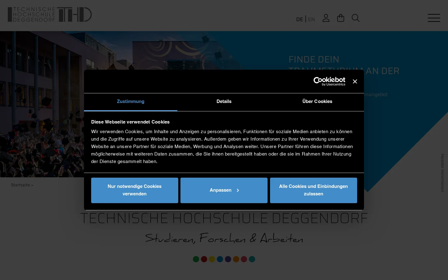 Technische Hochschule Deggendorf 首页截图