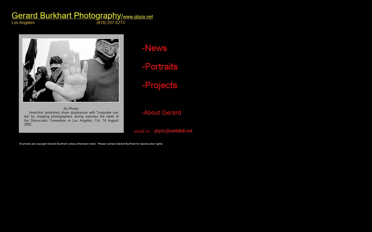 Gerard Burkhart Photography 首页截图