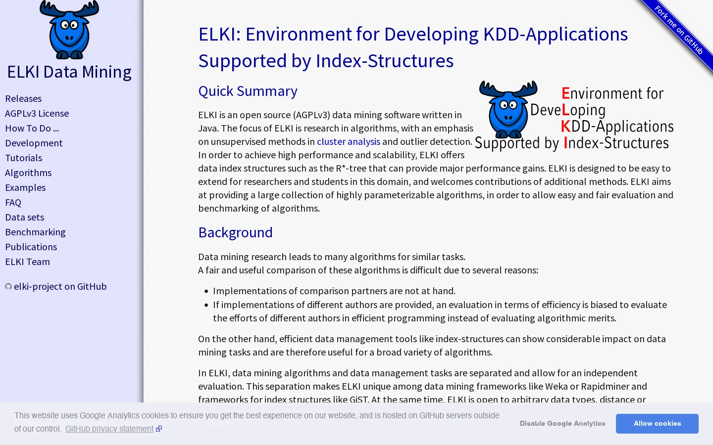 ELKI Data Mining Framework 首页截图