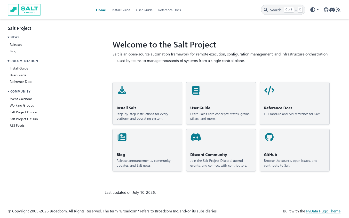 Salt Project 首页截图