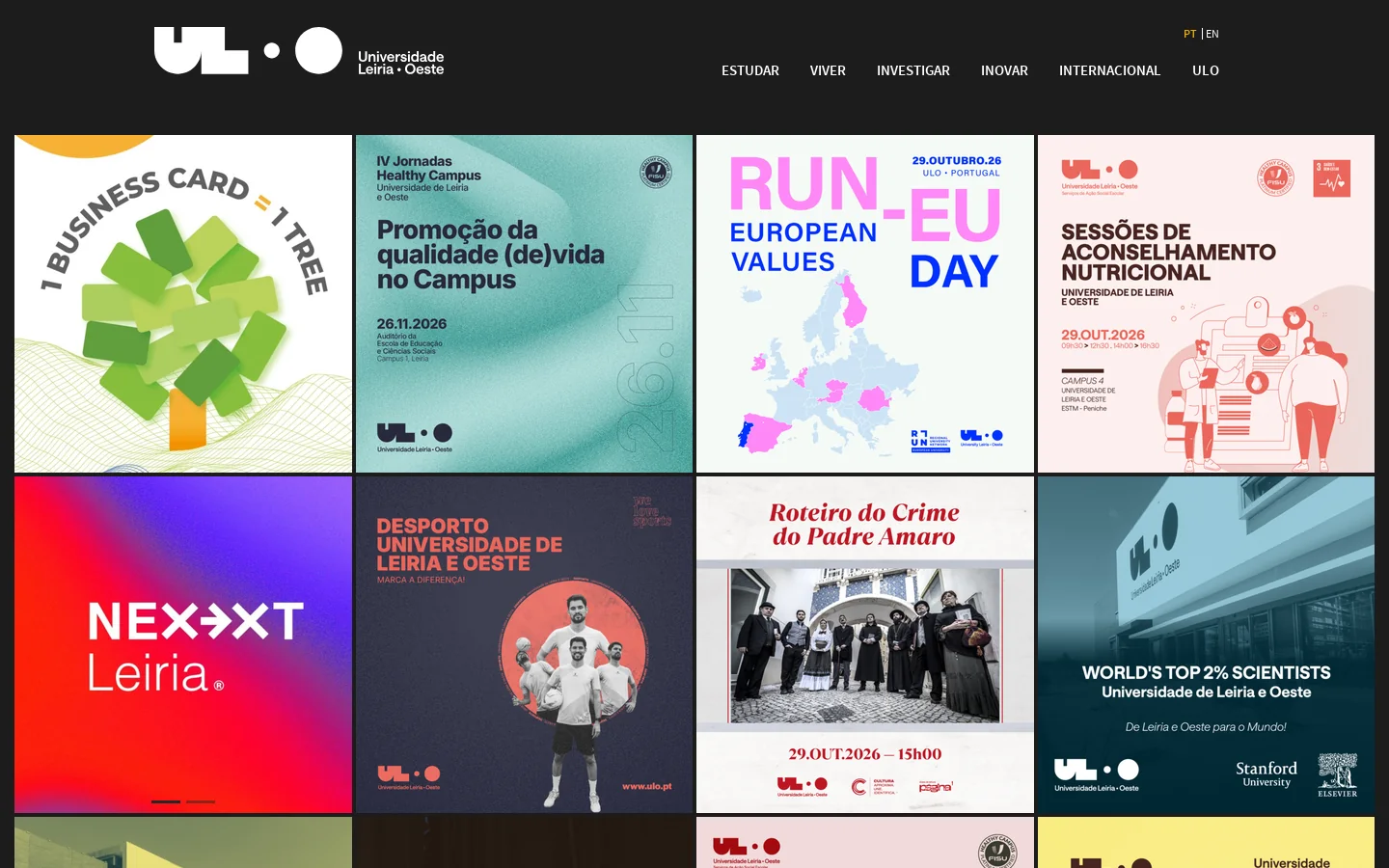 Universidade de Leiria e Oeste 首页截图
