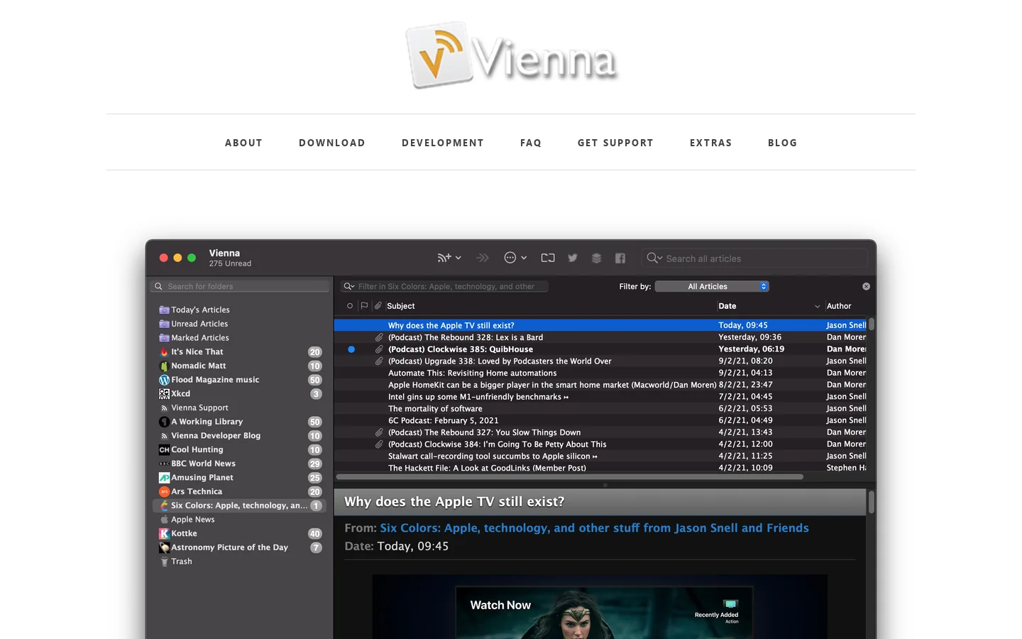 Vienna RSS 首页截图