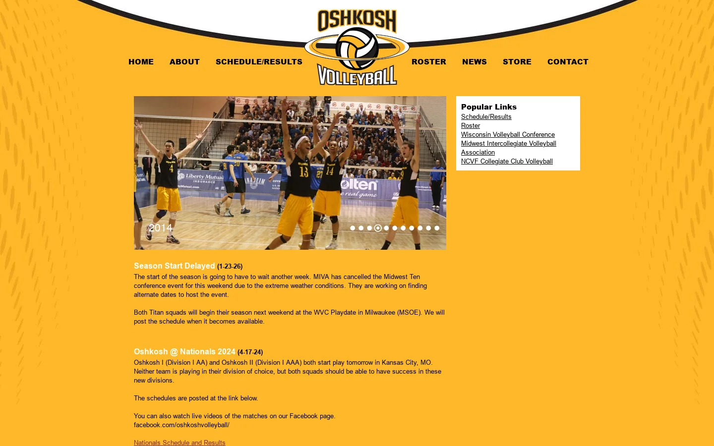 University of Wisconsin-Oshkosh Men's Volleyball - Winner of 10 National Championships 首页截图