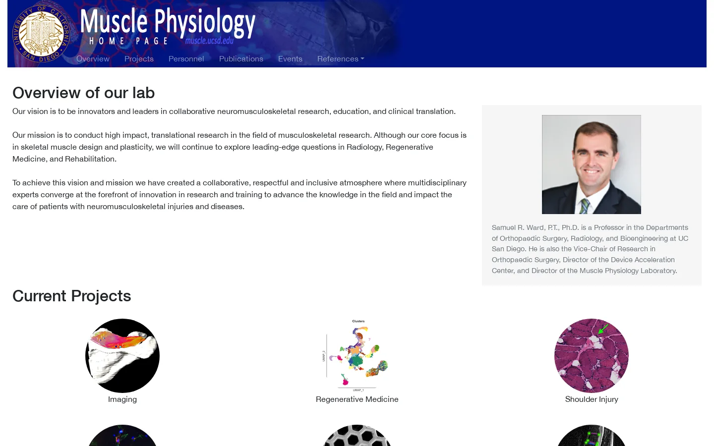 UCSD Muscle Physiology Homepage 首页截图