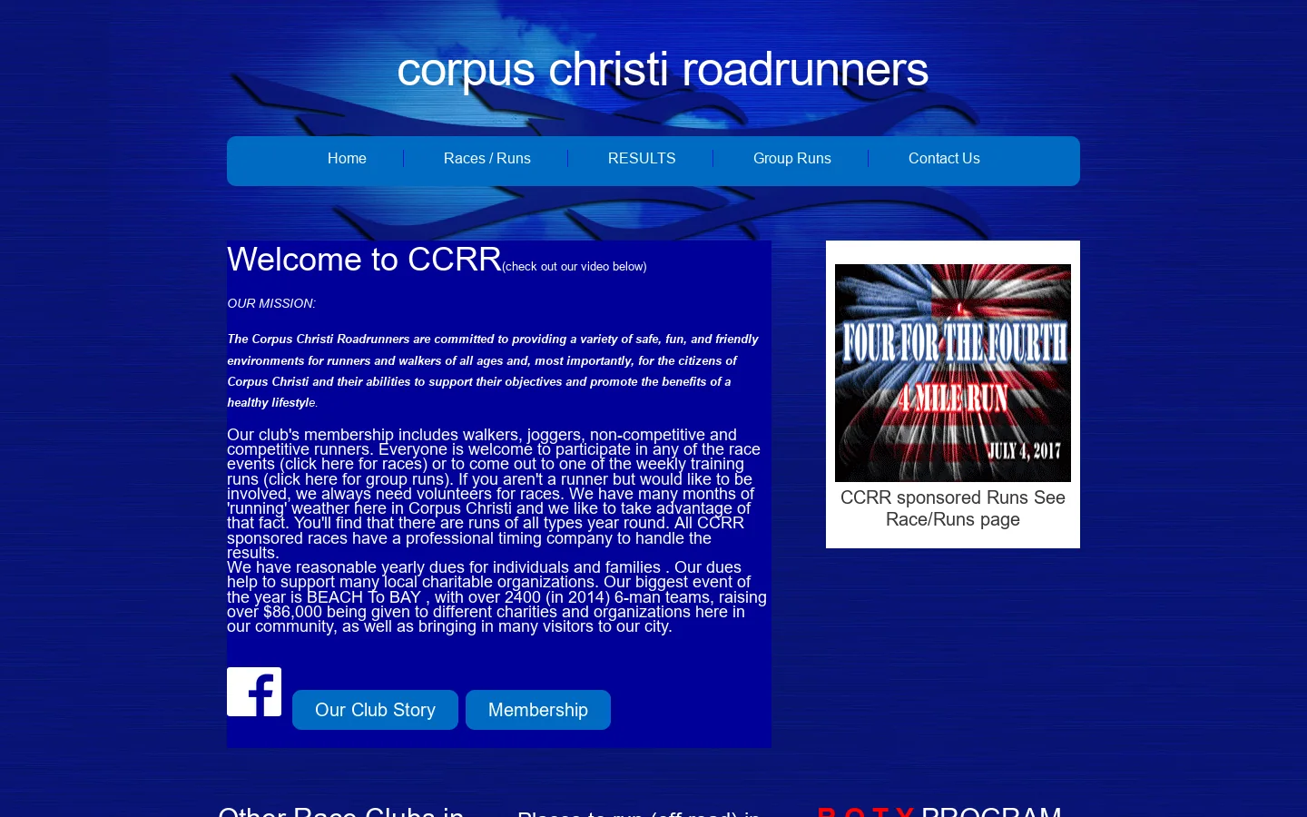 corpusroadrunners.com 首页截图