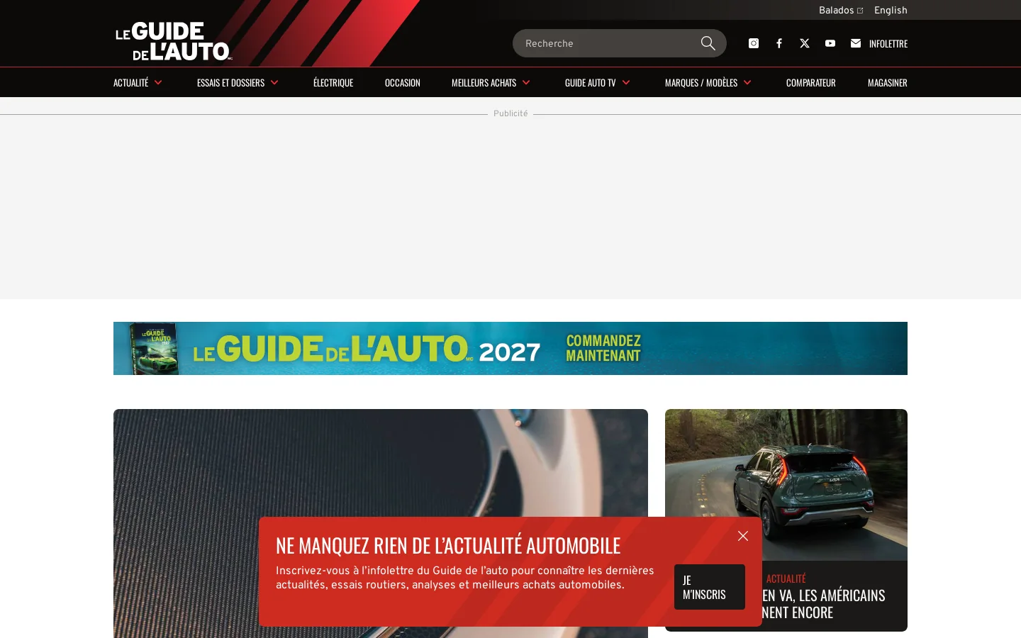 Le Guide de l’auto | Actualité auto, essais, comparatifs & conseils 首页截图