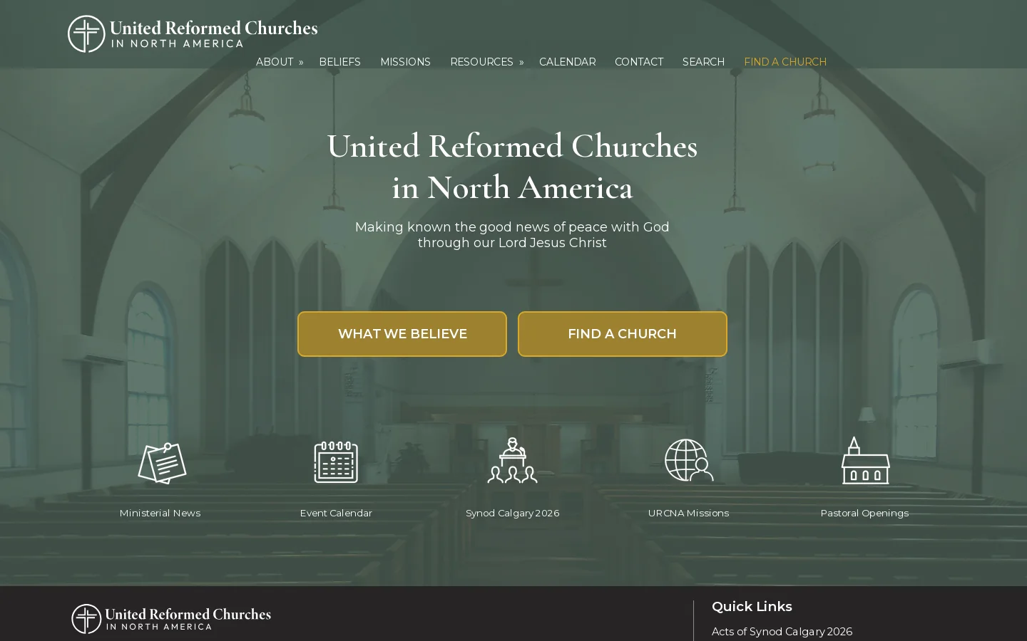 United Reformed Churches in North America 首页截图