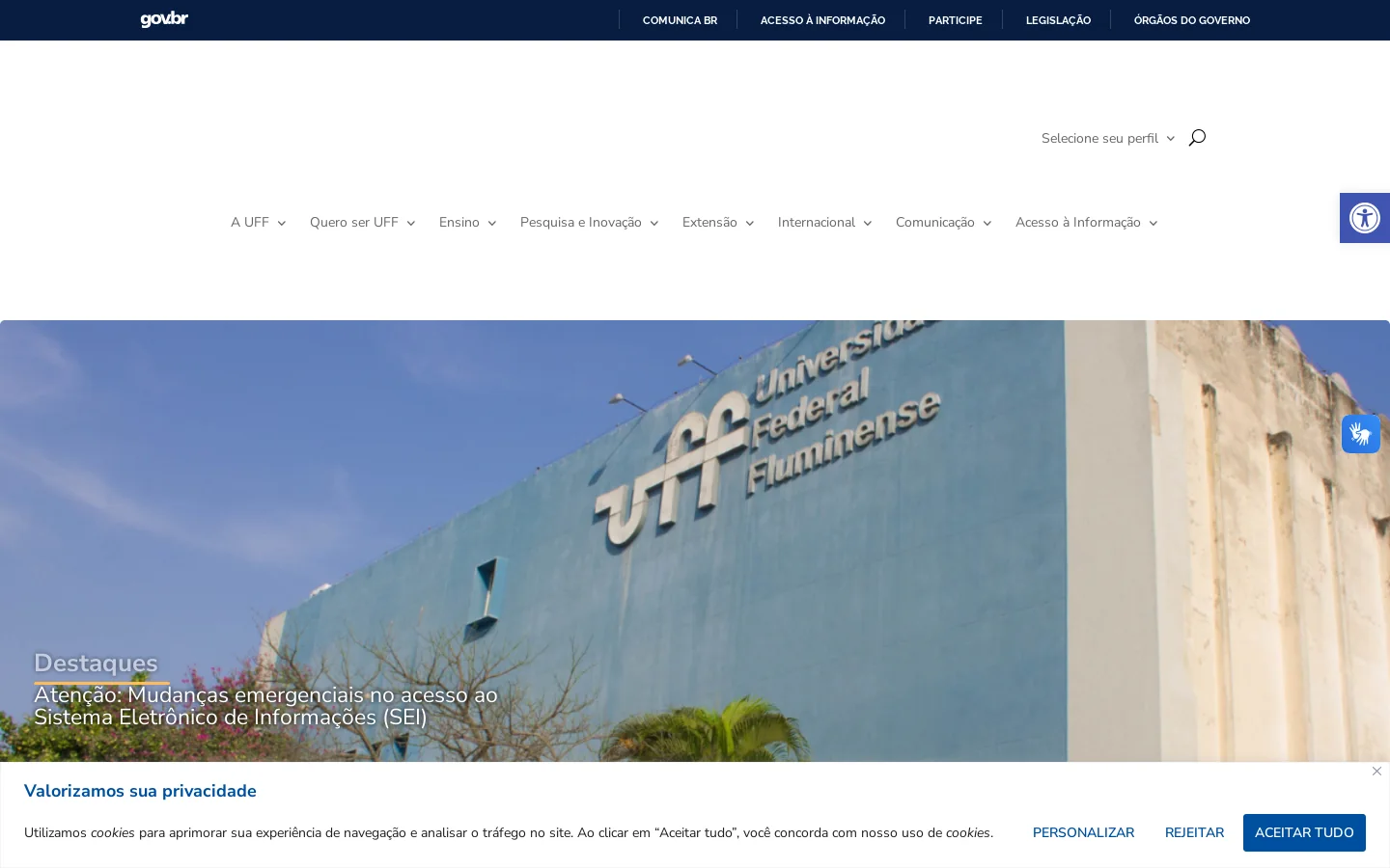 Universidade Federal Fluminense 首页截图
