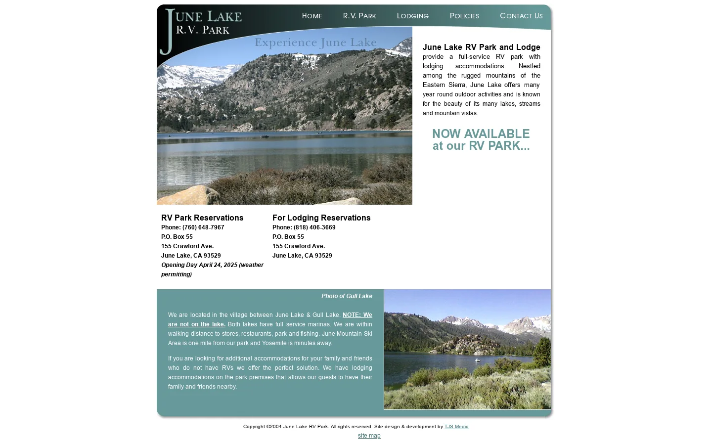 June Lake RV Park and Lodging, Eastern Sierra California 首页截图