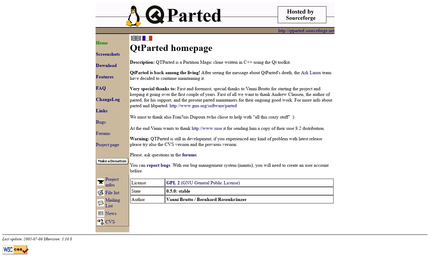 QtParted homepage 首页截图