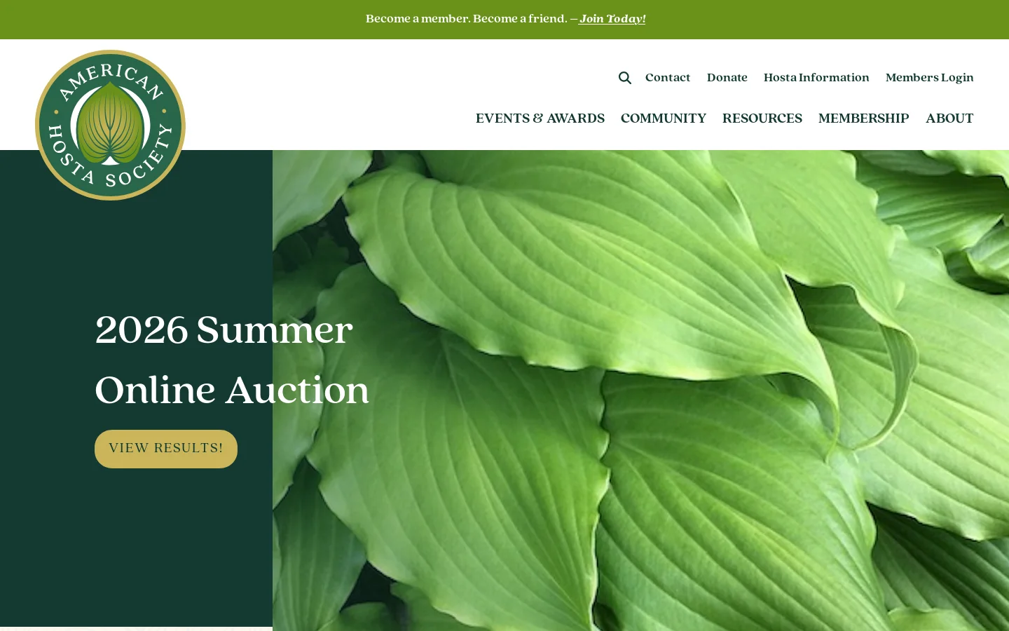 American Hosta Society AHS 首页截图