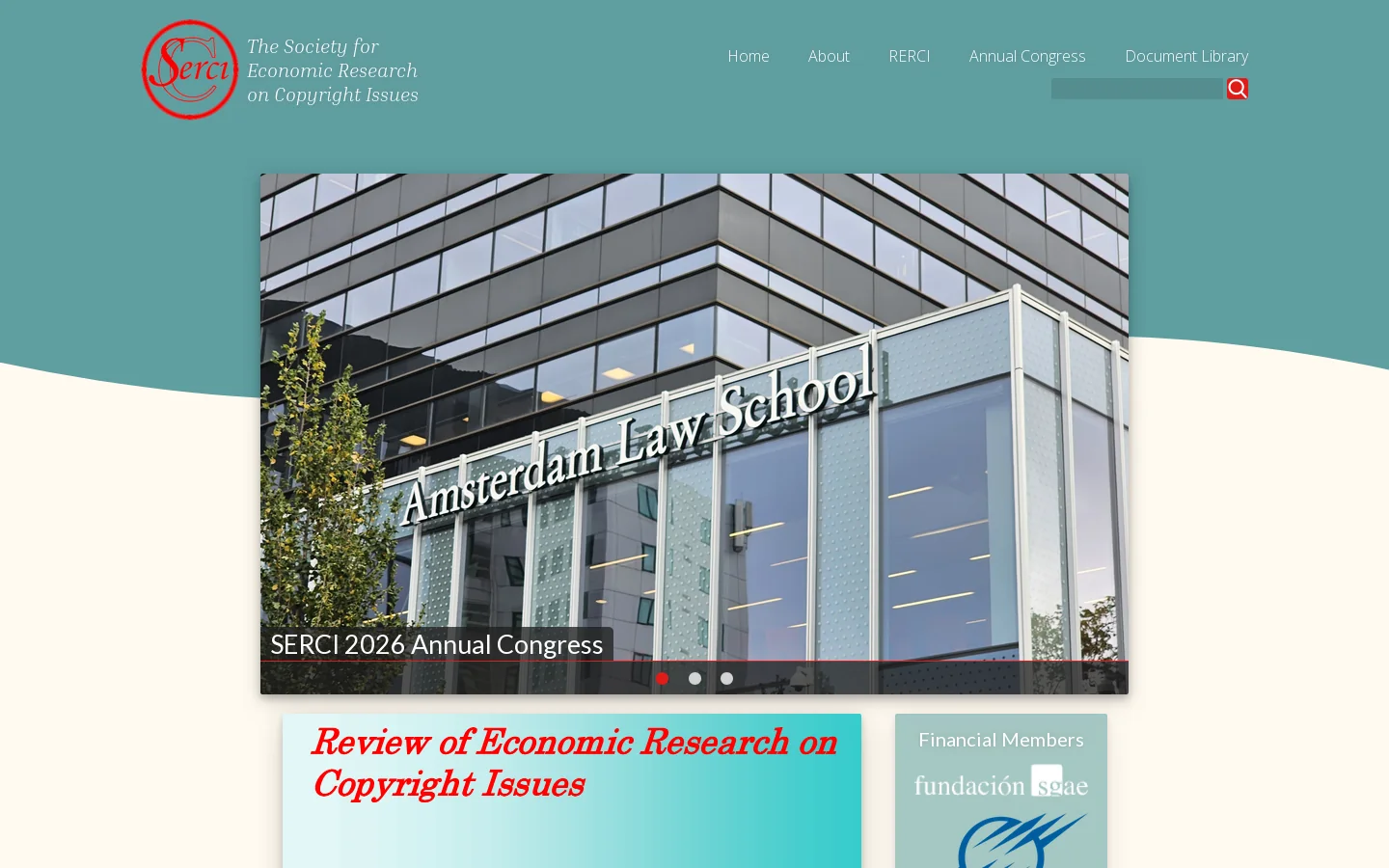 The Society for Economic Research on Copyright Issues 首页截图