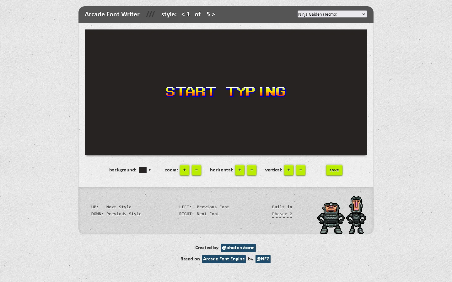 Arcade Font Writer 首页截图