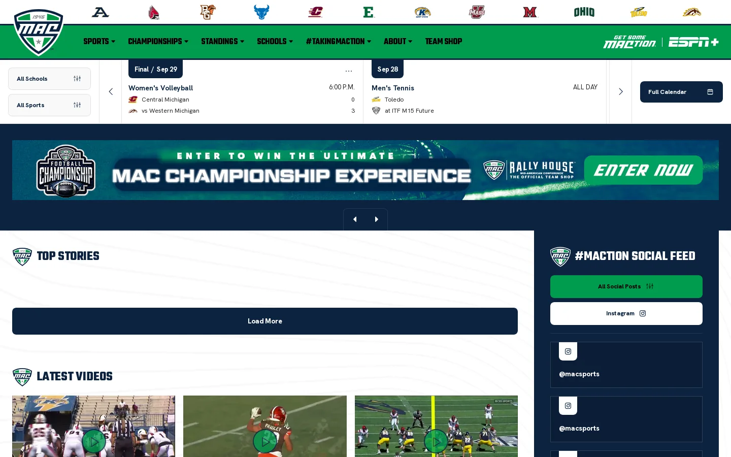 Mid-American Conference 首页截图