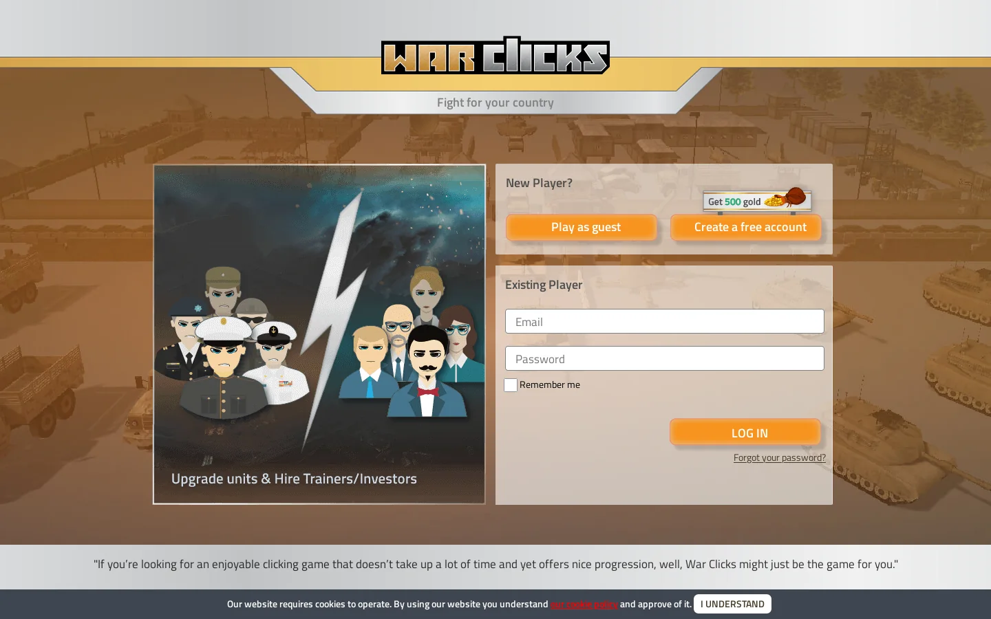 War Clicks 首页截图