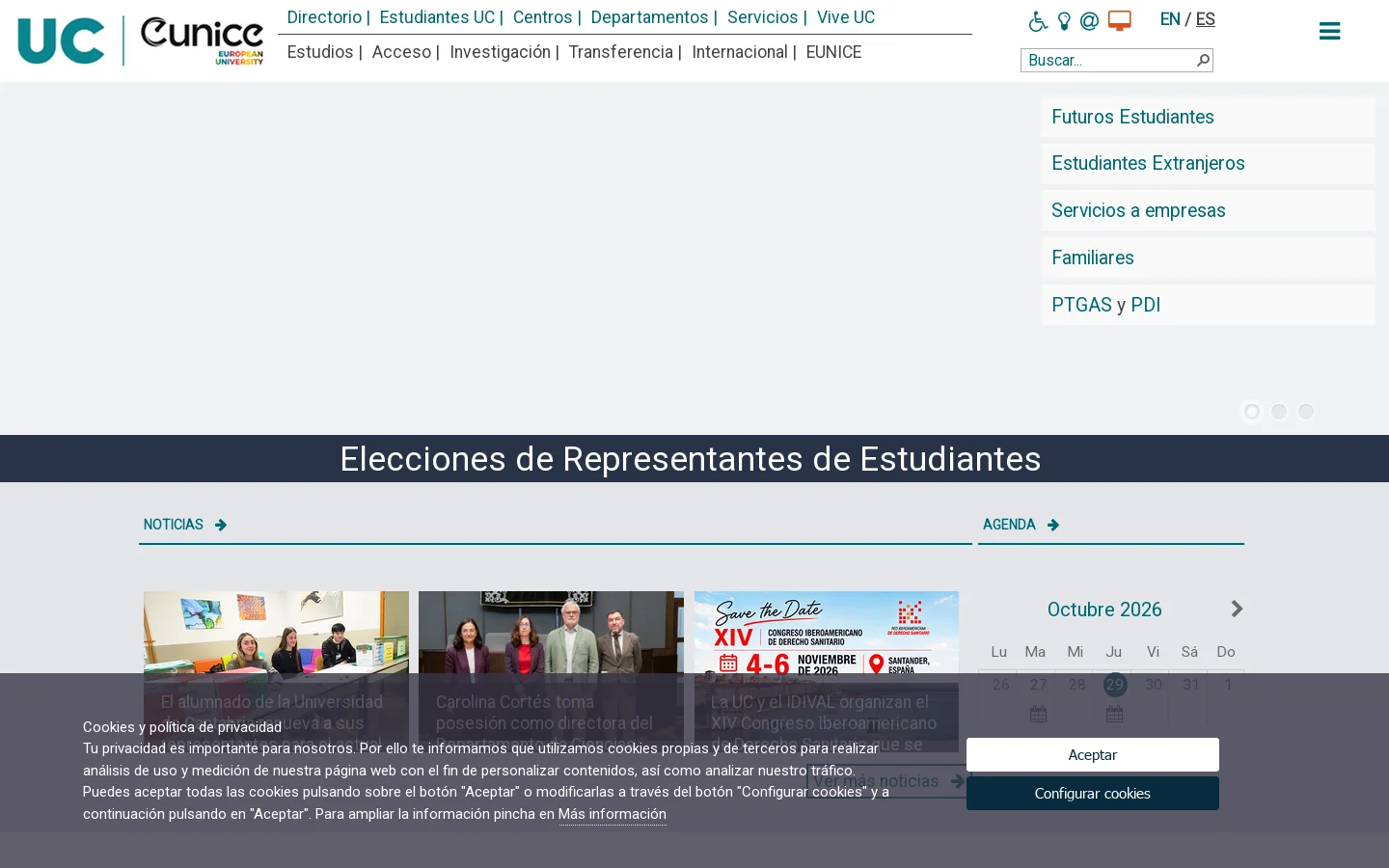 Universidad de Cantabria Inicio 首页截图