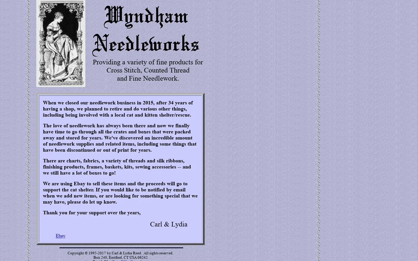 Cross Stitch & Counted Thread Supplies from Wyndham Needleworks 首页截图