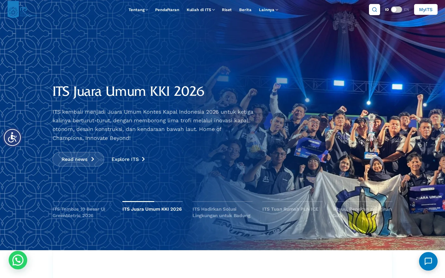 Institut Teknologi Sepuluh Nopember (ITS) 首页截图
