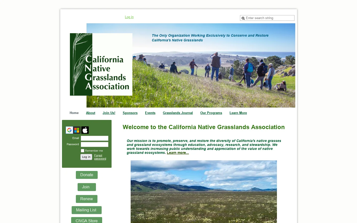 California Native Grasslands Association - Home 首页截图