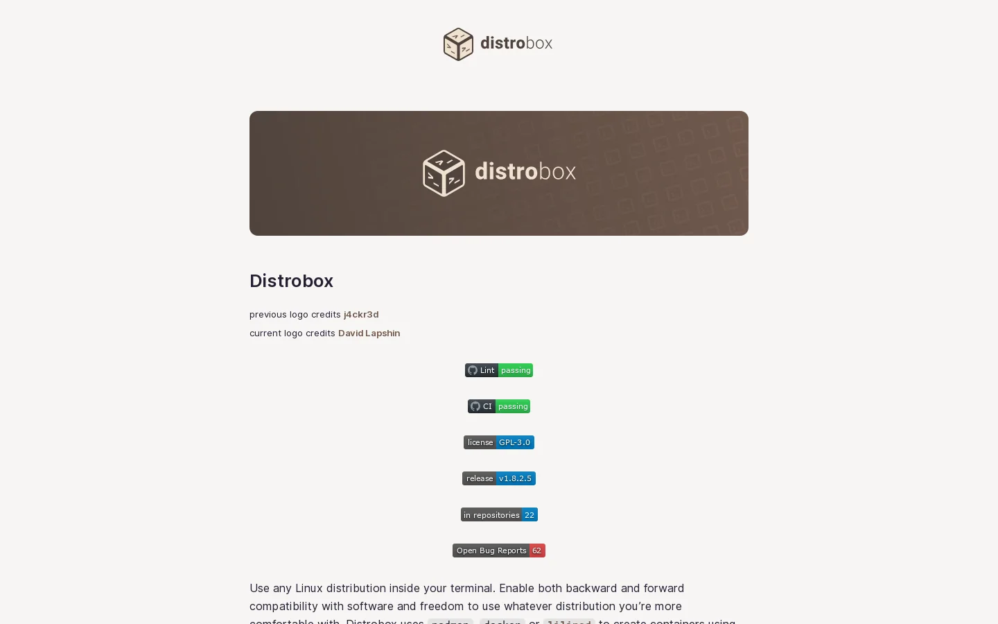 Distrobox 首页截图