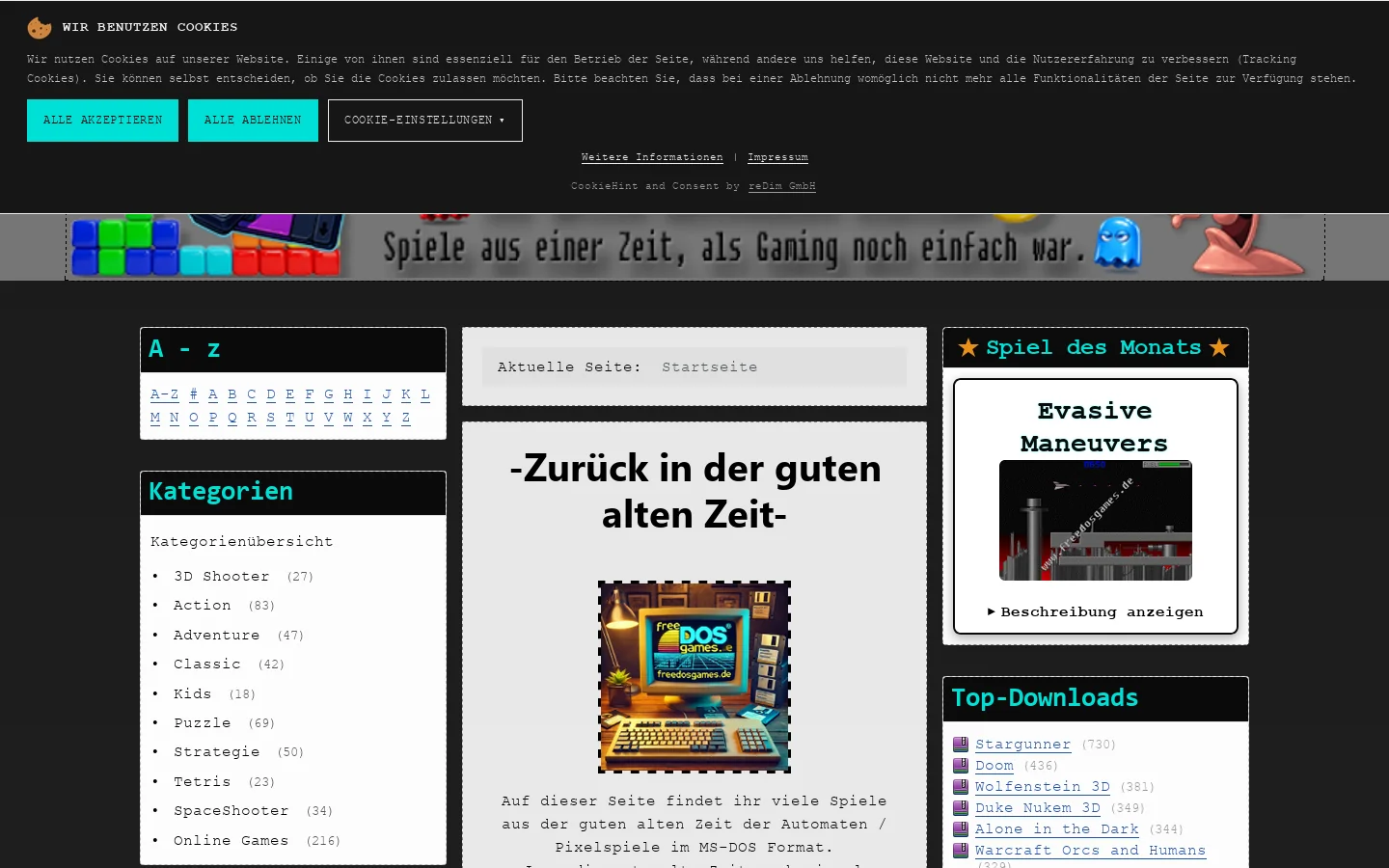 FreeDosgames.de🕹️ 首页截图