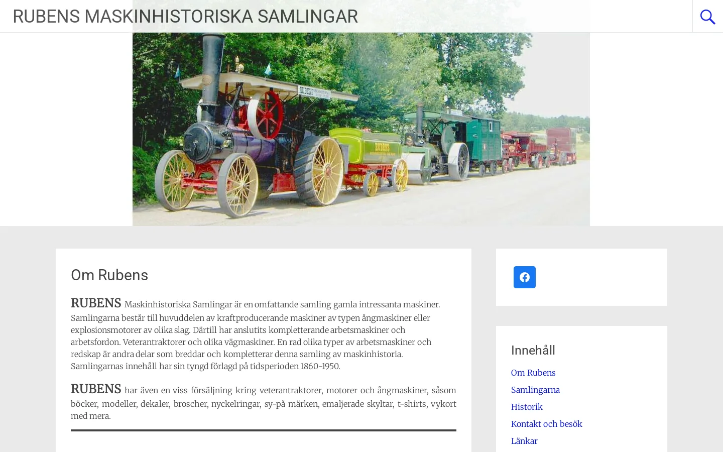 RUBENS MASKINHISTORISKA SAMLINGAR 首页截图