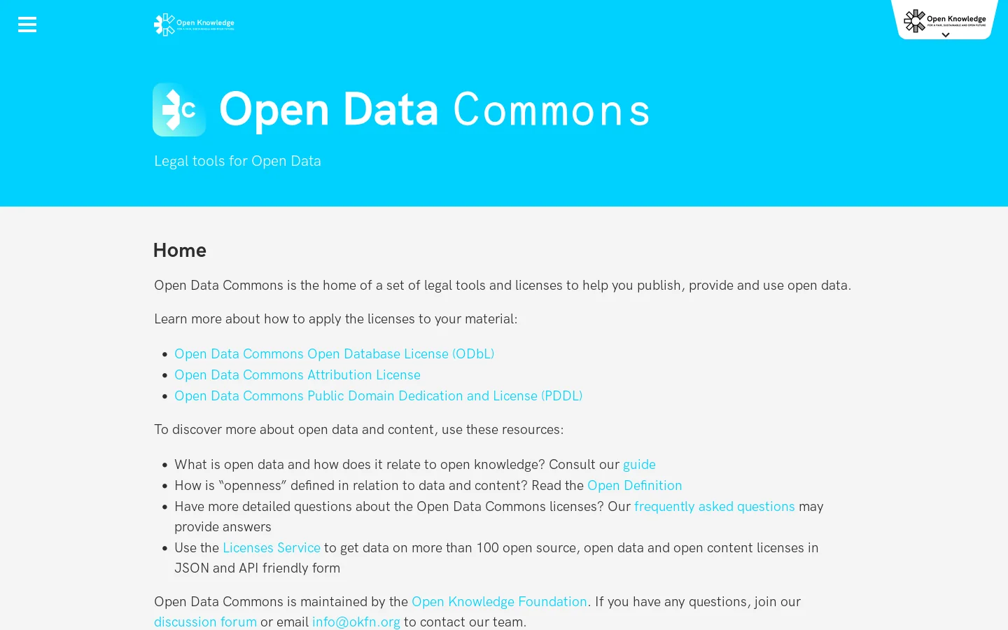 Open Data Commons 首页截图