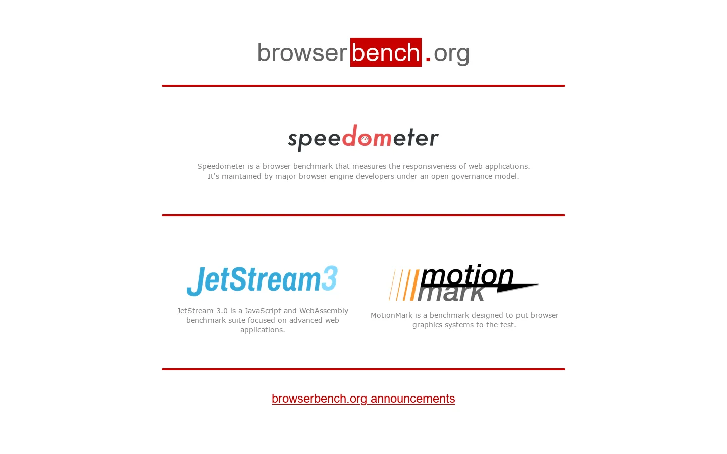 BrowserBench.org 首页截图