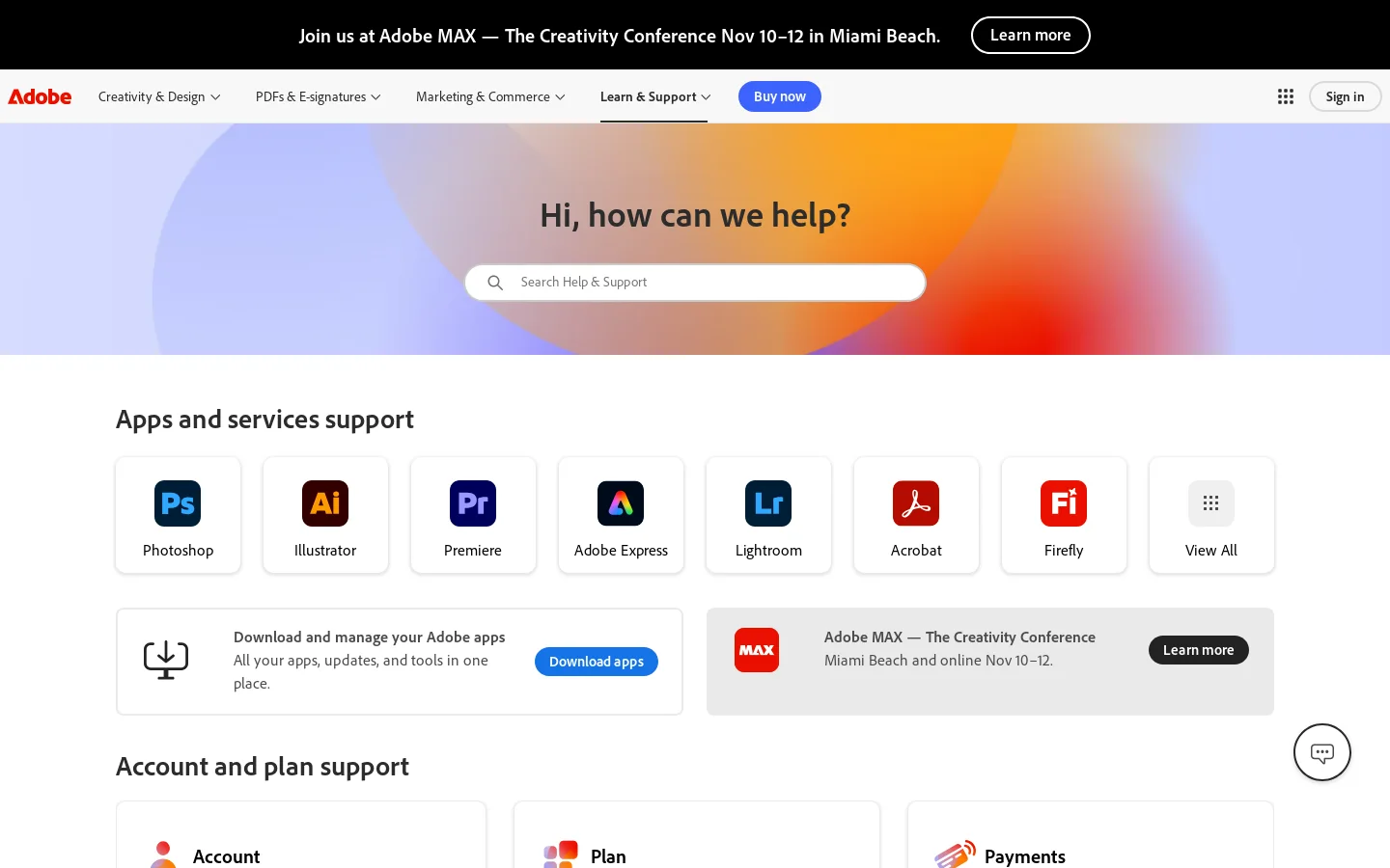 helpx.adobe.com 首页截图