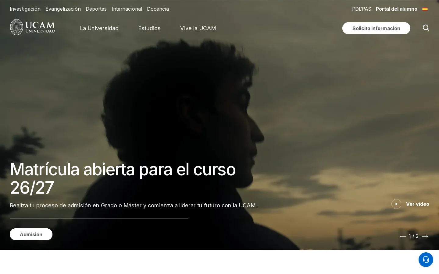 UCAM Universidad Católica San Antonio de Murcia 首页截图