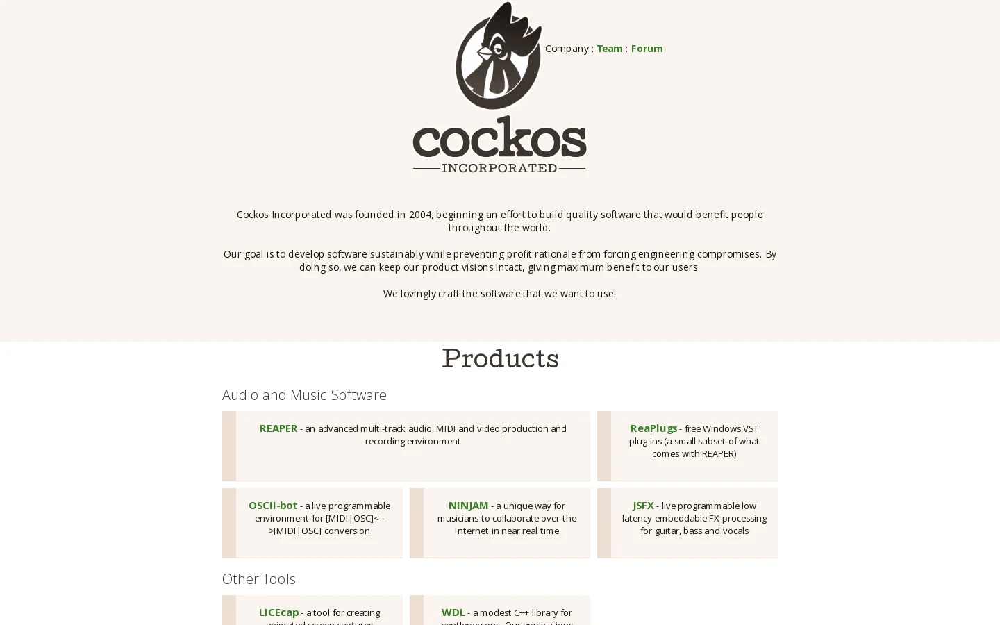Cockos Incorporated 首页截图