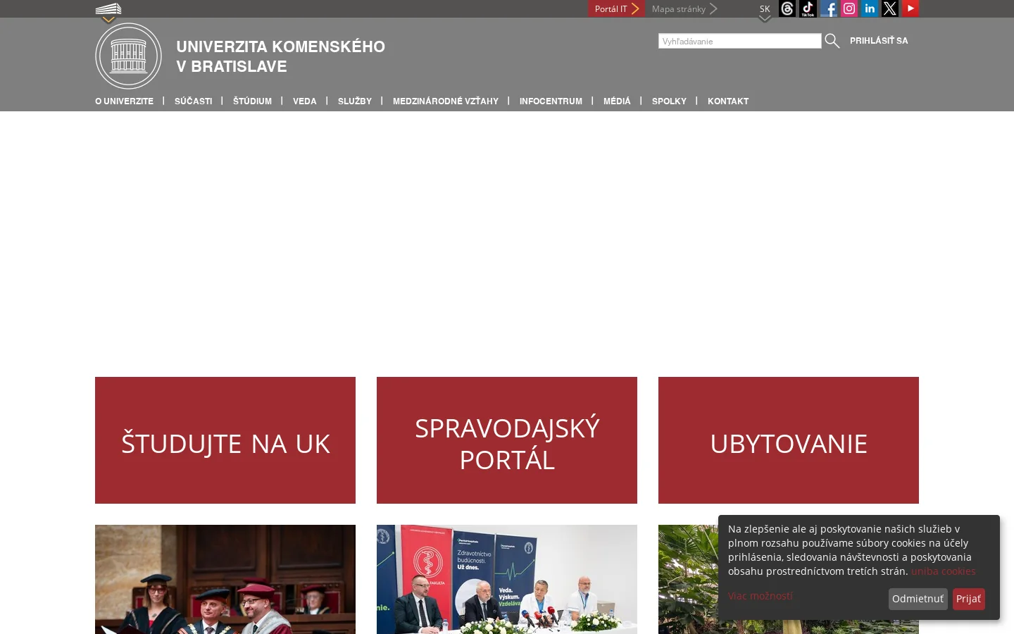Univerzita Komenského 首页截图
