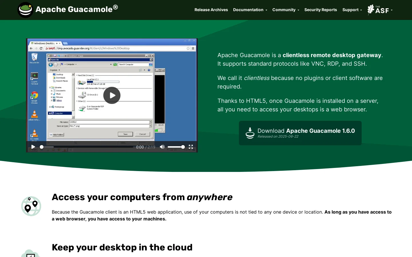 Apache Guacamole® 首页截图