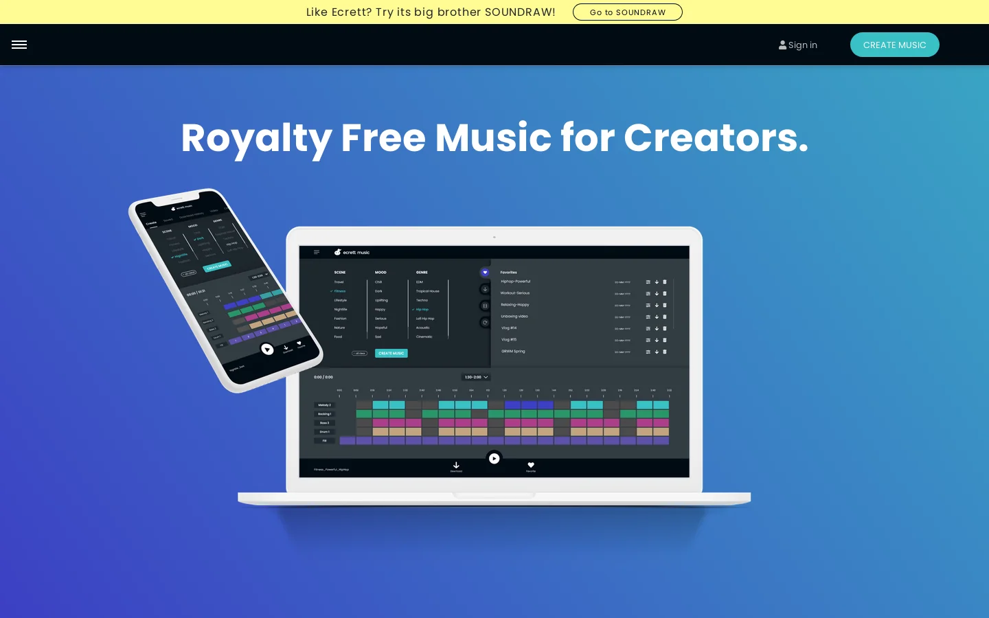 ecrett music 首页截图