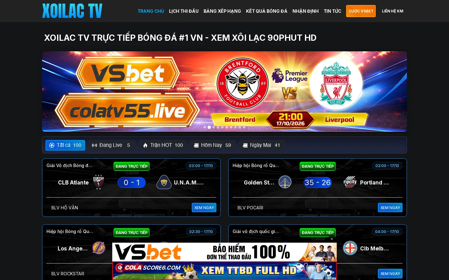 XoilacTV Trực Tiếp Bóng Đá 24/24 - TTBD Xôi Lạc 90phut #1 VN 首页截图