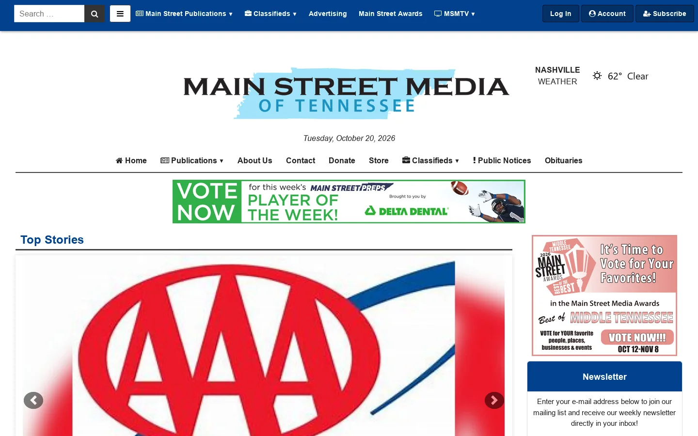 Front Page - Main Street Media of Tennessee 首页截图