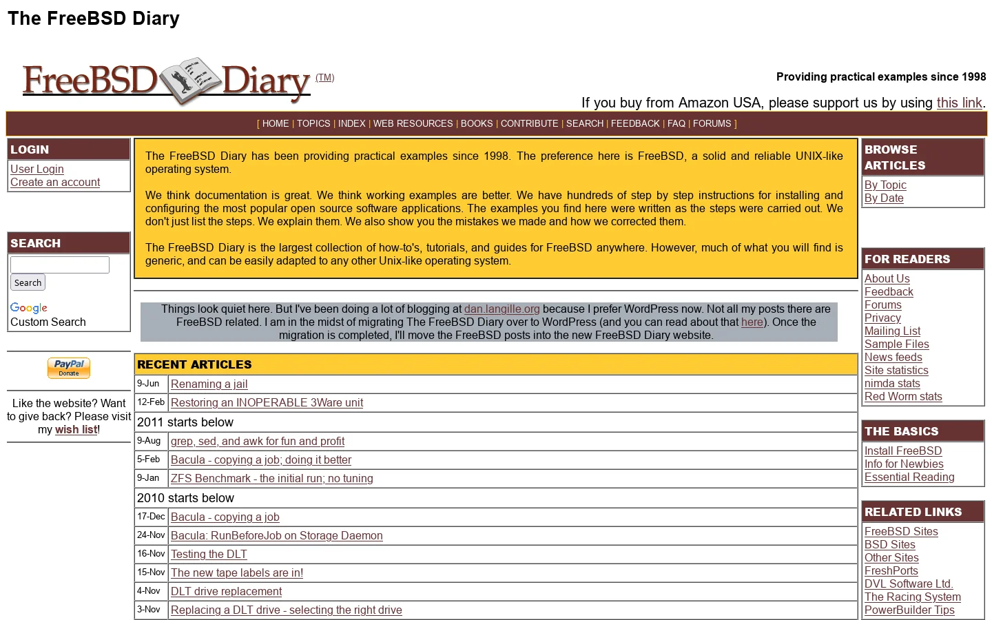 The FreeBSD Diary 首页截图