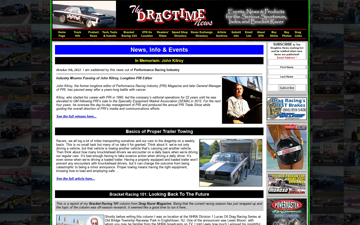 The Dragtime News - Bracket Racing and Sportsman Drag Racing Events, News & Products 首页截图