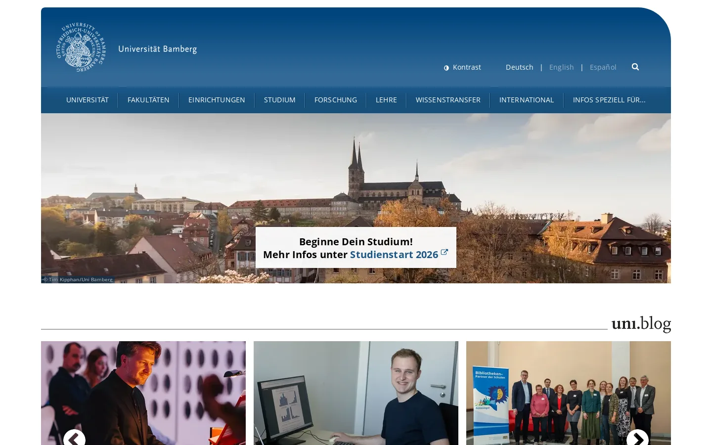 Otto-Friedrich-Universität Bamberg 首页截图