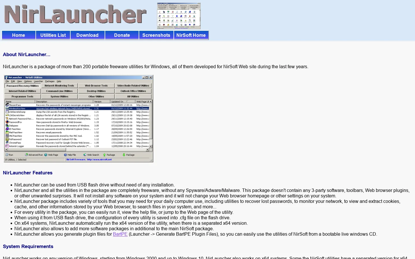 NirLauncher - Collection of more than 200 portable utilities from NirSoft 首页截图