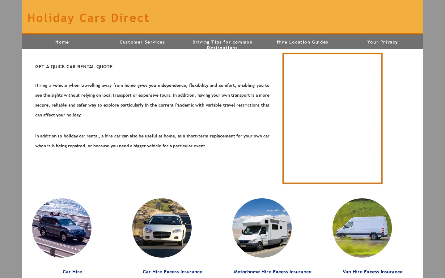 Holiday Cars Direct 首页截图