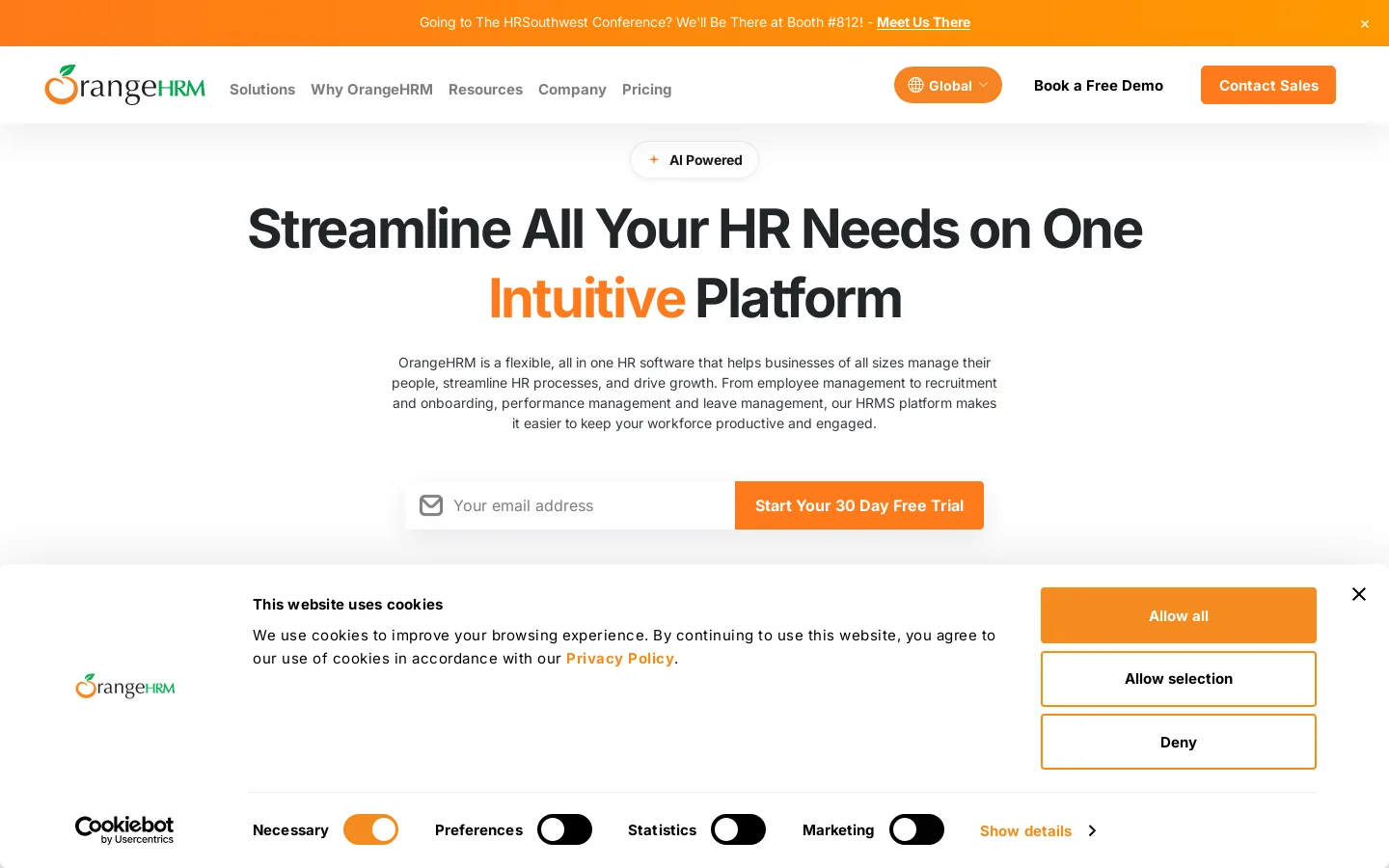 OrangeHRM 首页截图