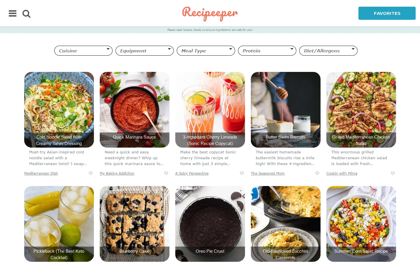 Recipeeper 首页截图