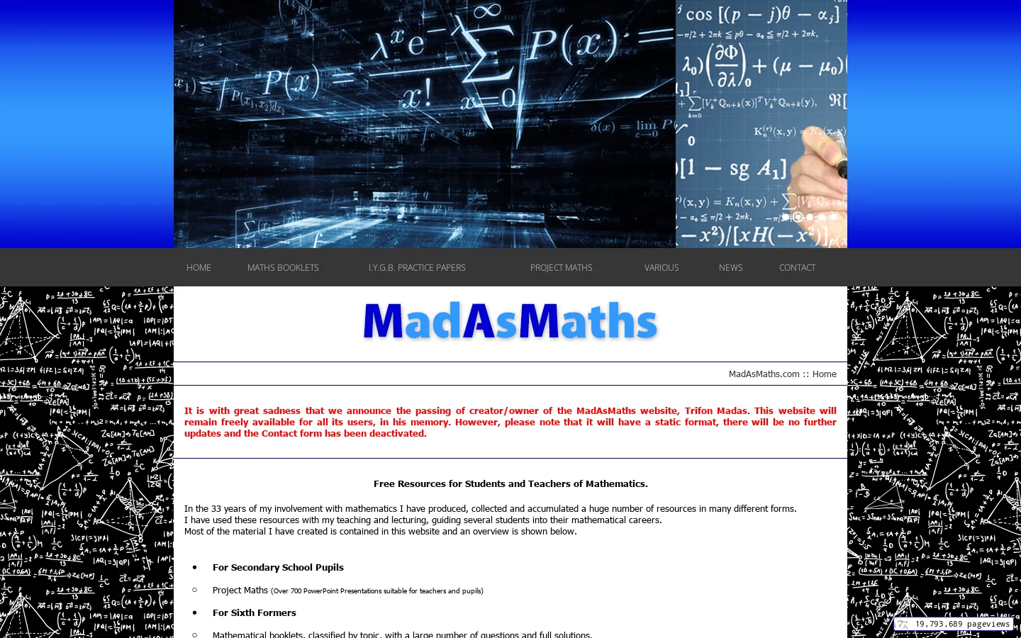 MadAsMaths : 首页截图