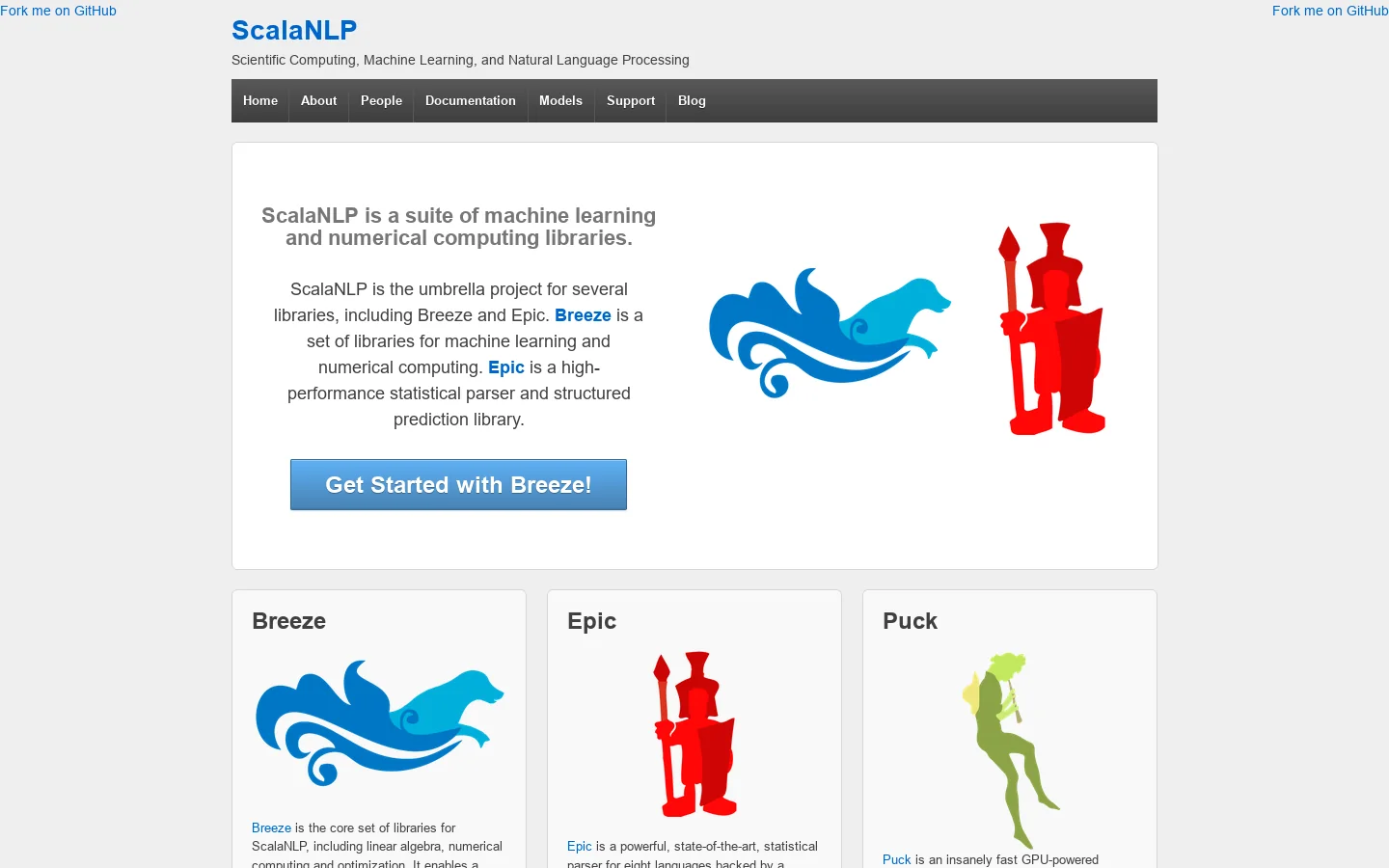 ScalaNLP 首页截图