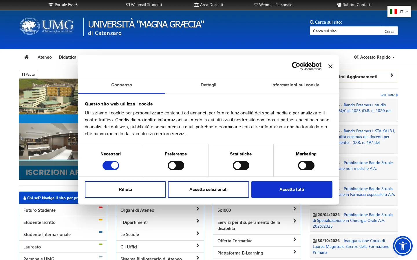UMG - Università degli Studi "Magna Graecia" di Catanzaro 首页截图