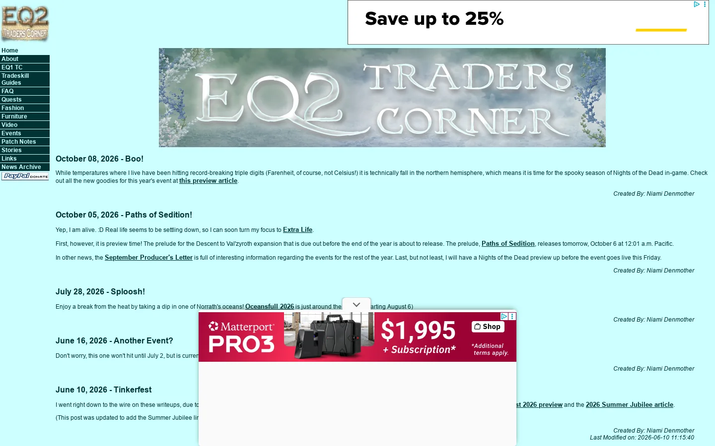 EQ2 Traders Corner 首页截图